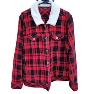 Torrid Red Plaid Trucker Jacket Sherpa Collar size 2X or 3X?